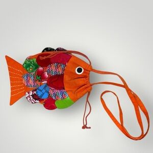Orange Patchwork Koi Fish Fabric Messenger Shoulder Bag
